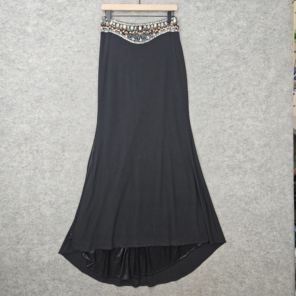 Alyce Paris Skirt Women's 8 Black Beaded Waist High Low Hem Formal Mermaid FLAW